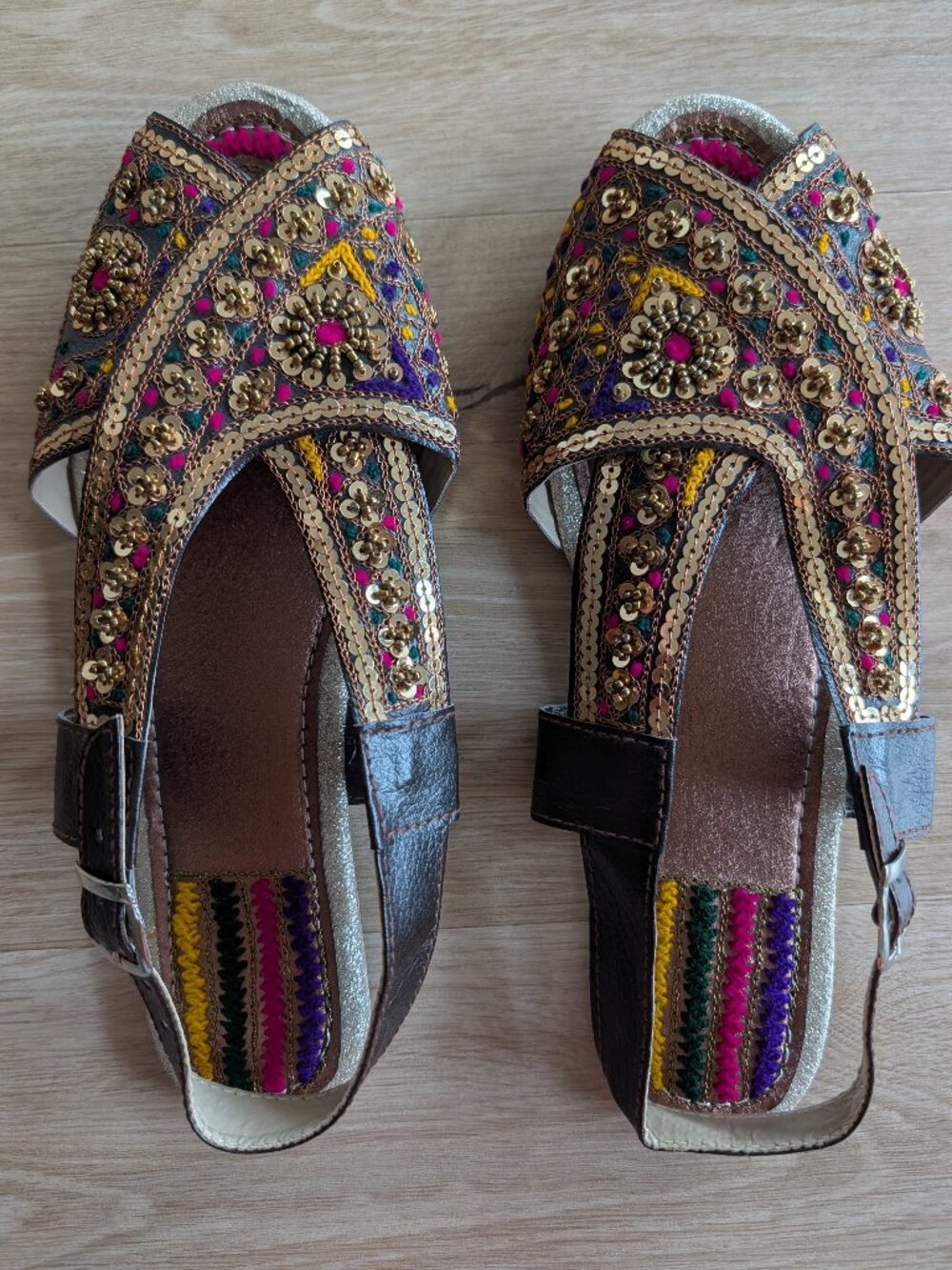 Handmade leather slip ons